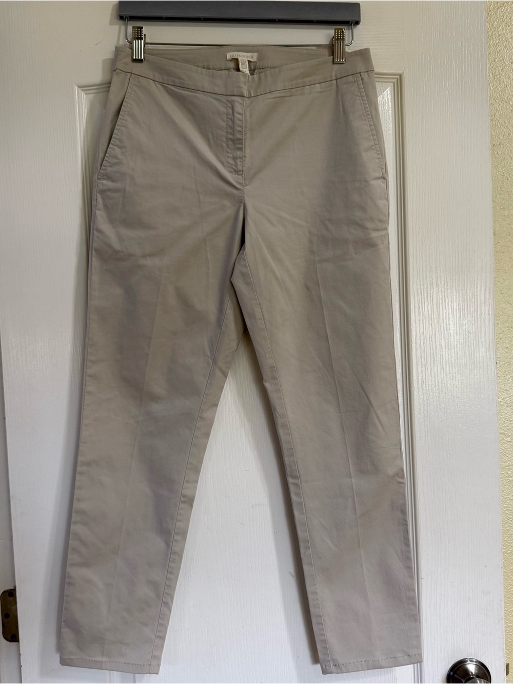 Eileen Fisher Slim Ankle Pants Women Size 6 Beige Taupe Organic Cotton Stretch